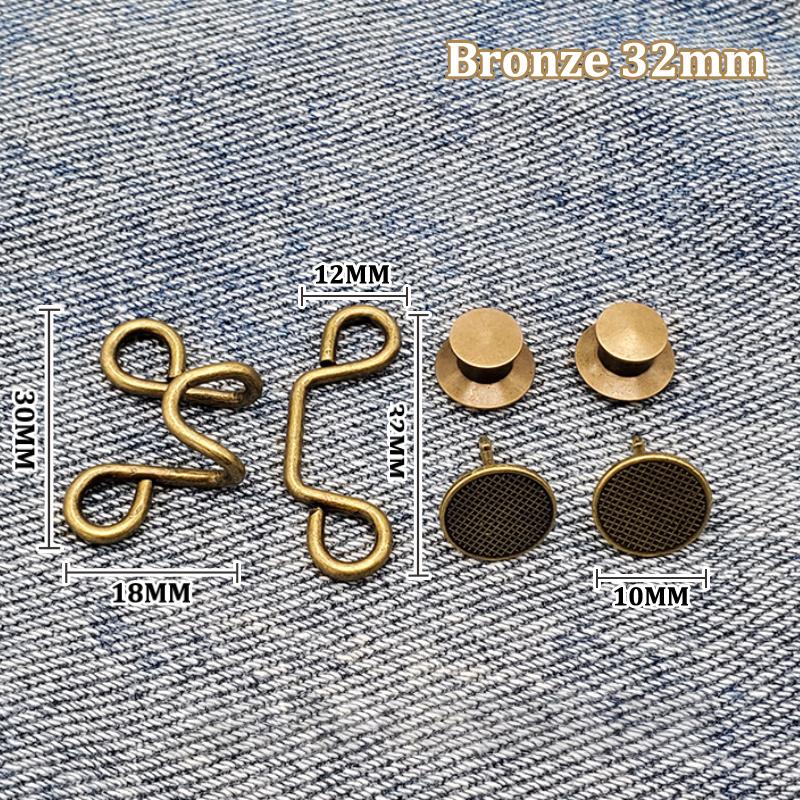 1Set Nail-Free Metal Jeans Button Snaps Detachable Pants Clips Buttons Pins Women'S Brooch Set Tighten Waist Brooches