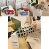 Simple Plush Grid Design Large Capacity Stationery Storage Bag For Students And Office