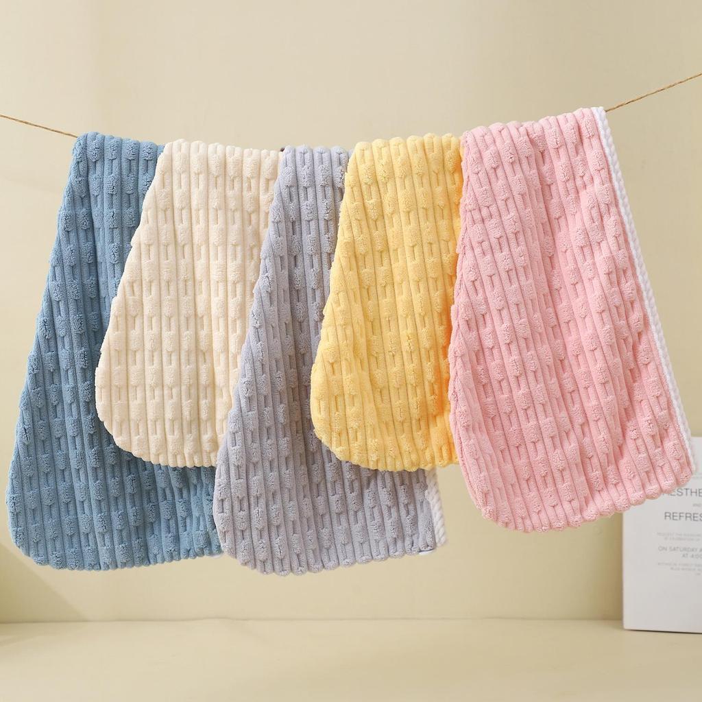 Cute Coral Fleece Double Layer Hair Drying Cap - Absorbent & Quick-Drying Head Wrap for Women