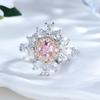 Two-color gold circumference with pink diamond ring, exquisite sparkling sweet attendance versatile ring