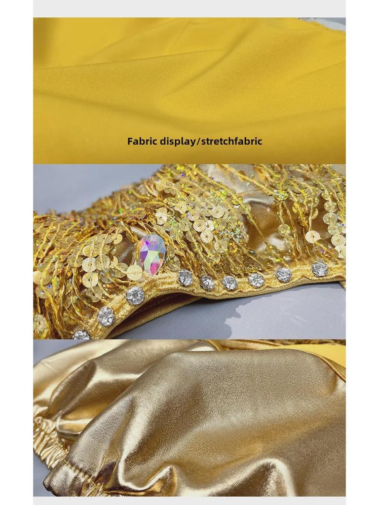 Sequined Tassel Latin Dance Dress for Women - Stage Performance Costume