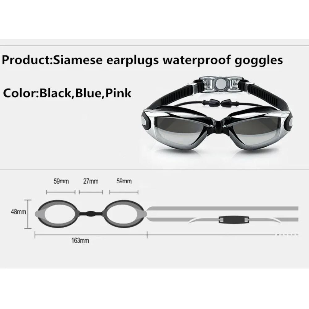 Anti Fog Professional Swimming Goggles Swimming Glasses Myopia with Earplugs Nose Clip Electroplate Waterproof Silicone Swim