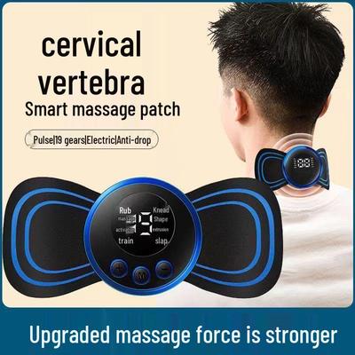 Портативный EMS импульсный массажер для шеи и плеч: Интеллектуальный мини-массажный пластырь для электротерапии.