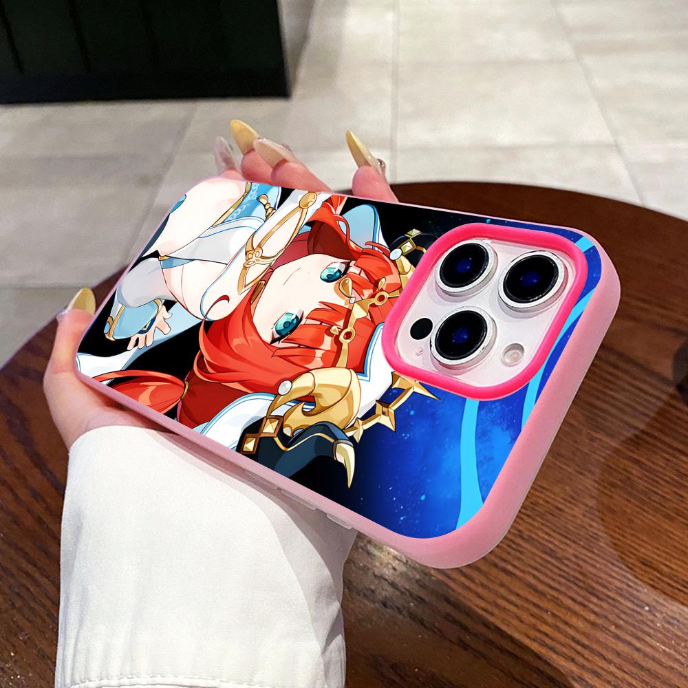 Game GI Nilou Jelly Double layer Rose Red Mobile Phone Case for iPhone 17 16 15 14 13 12 11 Air Pro Max Plus Protective