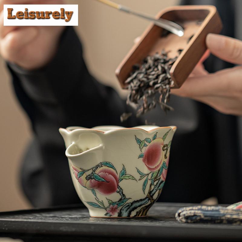 100 мл китайский фарфоровый чайник Ru Kiln эстетичный горшок с девятью персиковыми цветами чайник для заваривания чая чайная утварь аксессуары украшения