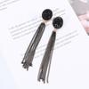 Женские круглые черные длинные аксессуары для вечеринок, ювелирные изделия, модные висячие серьги с кисточками, серьги-гвоздики