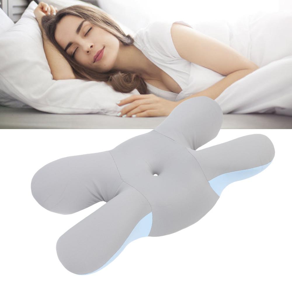 Blue Cervical Neck Pillow Polyester Fiber Bed Pillow Comfortable Ergonomic Pillow Home Use