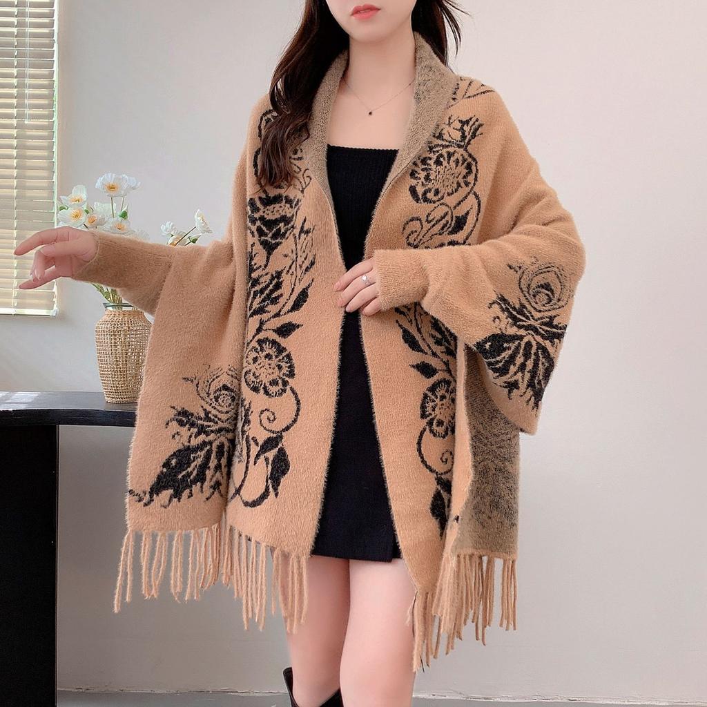Шаль Этнический стиль свитер вязаный теплый женский осень и зима новый плащ стиль плащ куртка