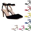 Newest 2024 Women Sandals Summer Ladies Suede 8cm Thin Heel Pumps Wedding Party Shoes Women Open Toe Sexy Ankle Straps Sandals Shoe
