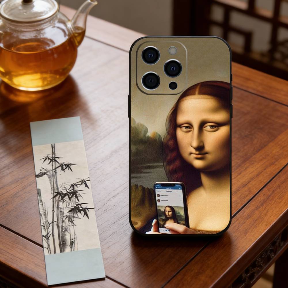 Смешной мем с Моной Лизой Чехол для телефона Силиконовый Мягкий Для IPhone 17 16 15 14 13 12 11 X XR Plus Pro Max Plus