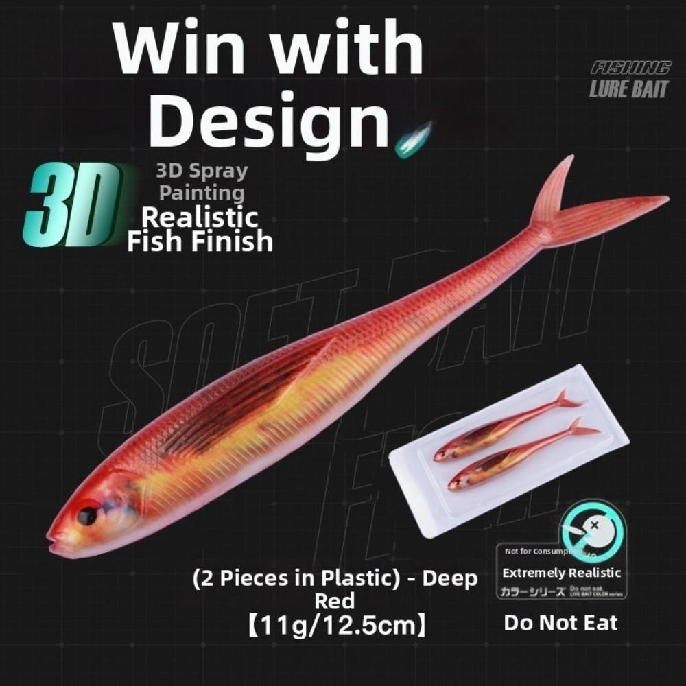 3D Design Soft Fishing Lure 11g Weight Scissor Tail Bait Live Painting Fishing Lure Sea Fishing