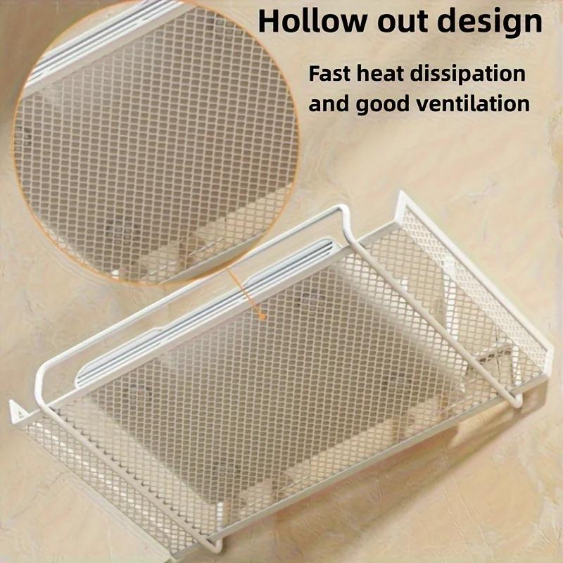 Настенная полка для роутера из нержавеющей стали, не требующая сверления, компактный органайзер для ТВ-приставок, ключей, мелких предметов в гостиной