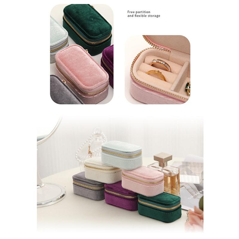 Мини-бархатная коробка для колец, чехол для хранения ювелирных изделий, однослойный органайзер для сережек и ожерелья, сумка на молнии ярких цветов, портативная дорожная сумка