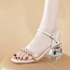Fashion 2024 New Elegant French Style Transparent Crystal Thick Heel Women's Sandals High Heel Versatile Comfortable Summer Shoes