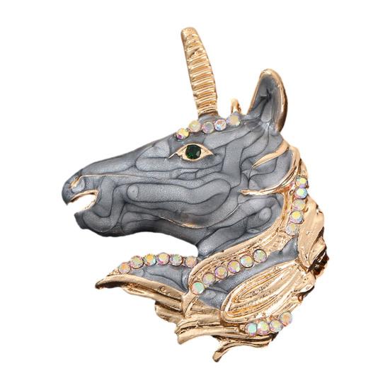 Brooch Pin Horse Design Enamel Pin with Imitation Crystals Enamel Faux Pearls Fairy Tale Brooch Artistic Accessories