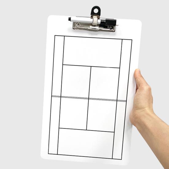 Dry Erase Tennis Coaching Clipboard Double-Sided Tennis Tactical White Board with Marker Pen for Tennis Training
