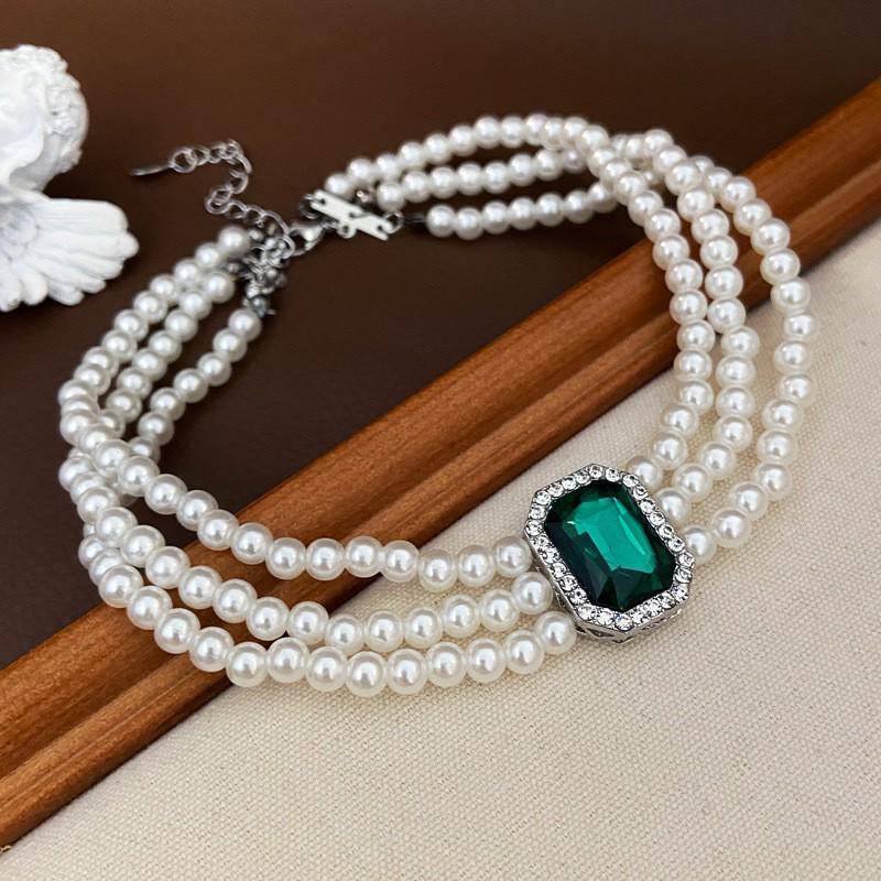 Многослойное ожерелье из жемчуга и бриллиантов – летняя устойчивая к выцветанию цепочка на ключицу, корейский стиль