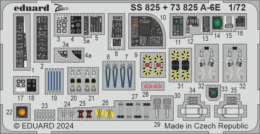 eduard Parts Plastic Model Parts EDU73825 1/72 A-6E Photo-etched (for Trumpeter)