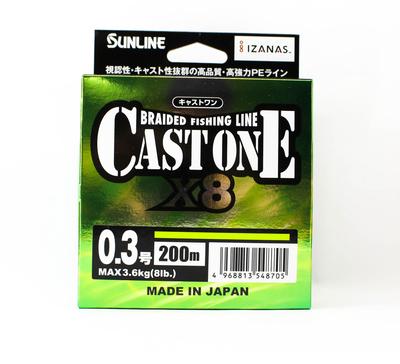 Sunline Плетеный шнур P.E Line X8 Cast One HG 200M P.E 0.3 5lb Светло-зеленый (8705)