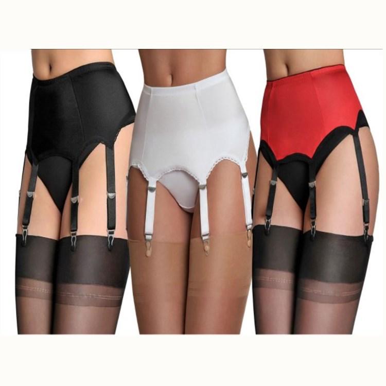 Нижнее белье с высокой талией, нескользящее, с подвязками из кружева и 6 регулируемыми пряжками