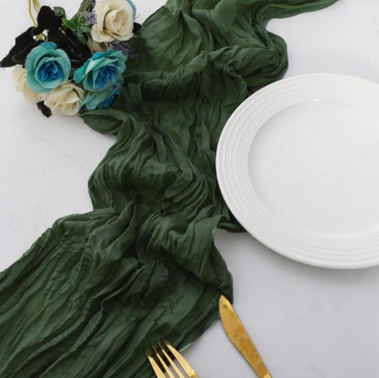 Скатерть-дорожка из мятой марли Bali Yarn - Полупрозрачная, с витым дизайном для богемных свадеб и праздничных вечеринок