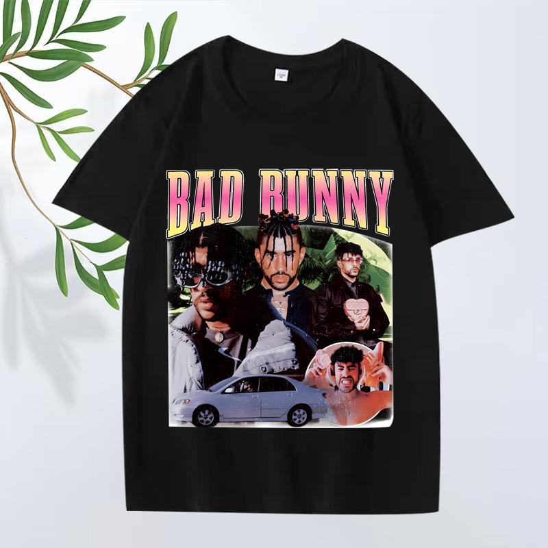 Классическая футболка Bad Bunny 2025 Новая Унисекс s Женская Оверсайз 100% Хлопок Уличный Стиль Короткий Рукав Летний Принт Графика Унисекс Топы
