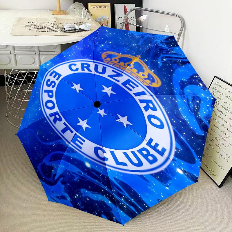 1PC Cruzeiro Esporte Clube Crest Printed Umbrella Folding umbrella, automatic umbrella 8-Frame for Travel, camping Fan gifts Christmas Gifts