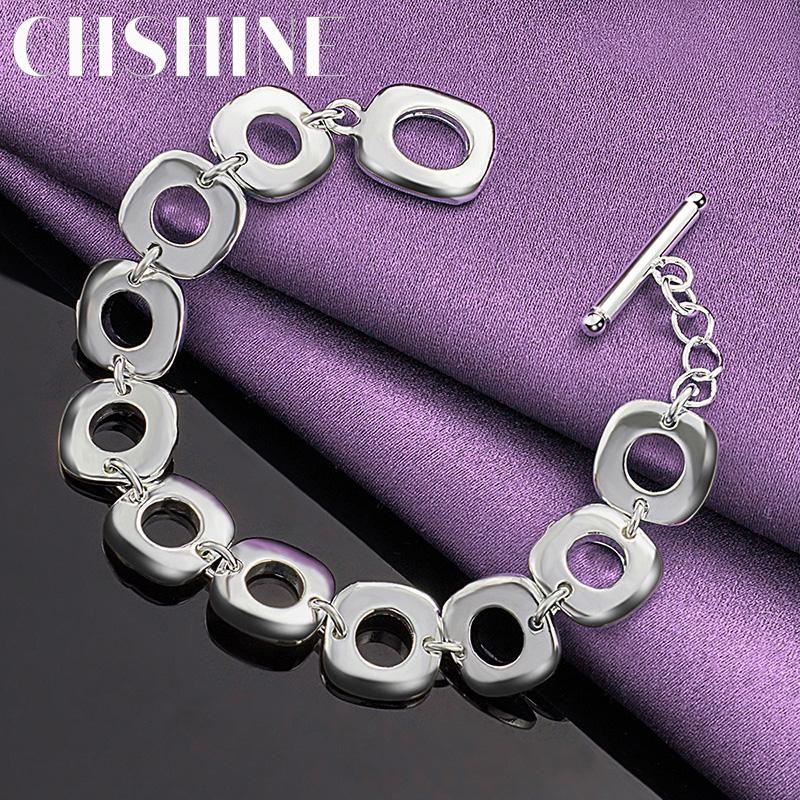 CHSHINE Браслет-цепочка из стерлингового серебра 925 пробы с круглым кольцом для женщин, высококачественное модное шармовое украшение