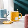 Creative Shell Ceramic Cup with Lid Spoon Small Fresh Afternoon Tea Coffee Mug Household Water Cup Large Capacity Cup