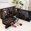 Large Capacity Mesh Makeup Bag Zipper Storage Toiletry Bag Transparent Cosmetic Bag Wash