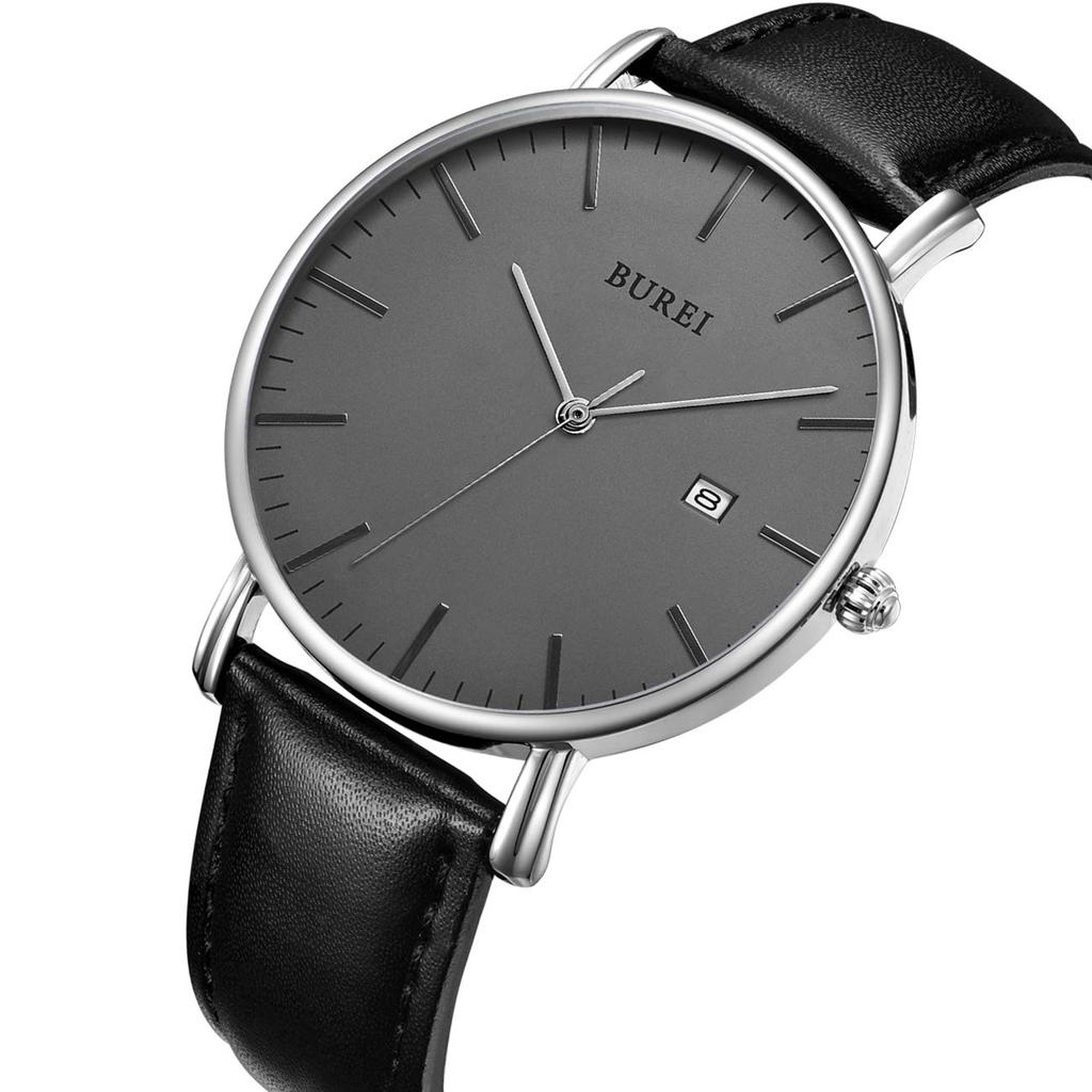 Watch Leather Popular Brand Analog Simple Waterproof Watch Men's Men's (silver-grey Black) [item]