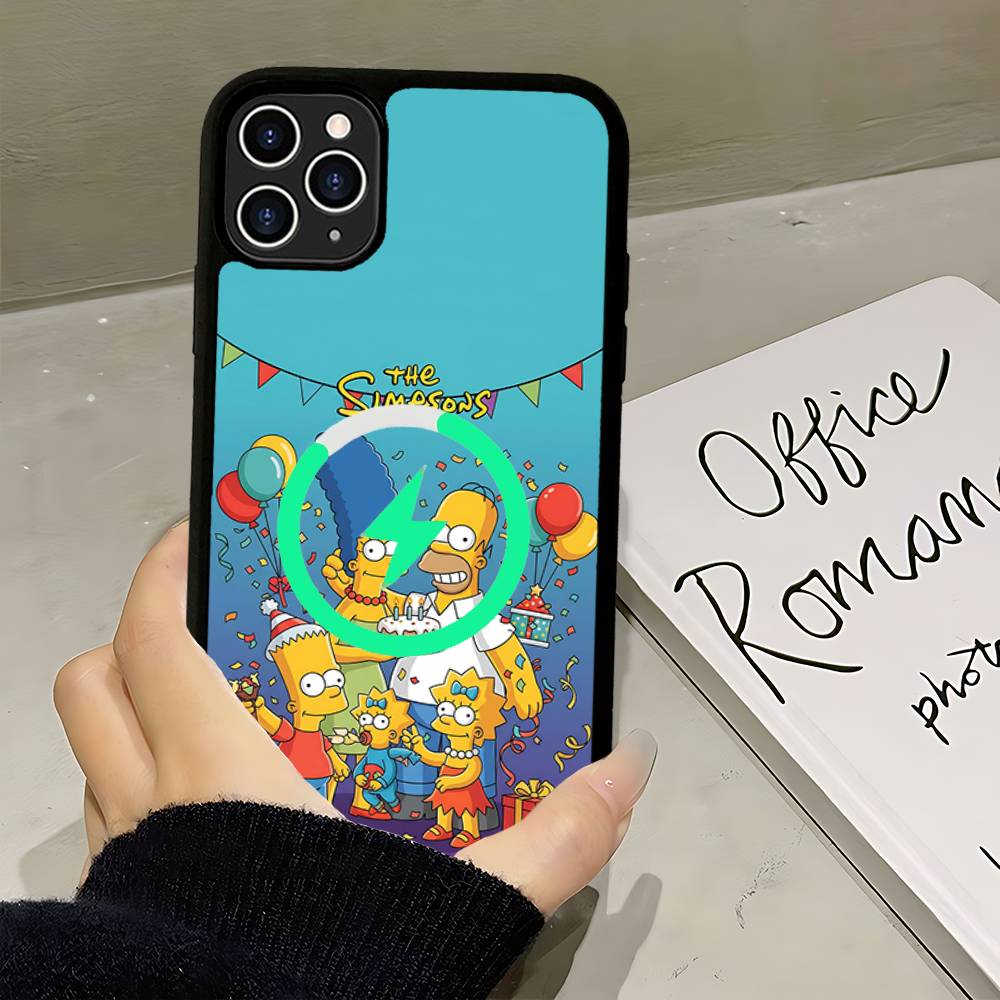 Смешной мультяшный чехол для телефона S-Simpsons Для IPhone 17 Air 16 15 14 13 12 11 Pro Max Plus Для Magsafe Беспроводная зарядка Чехол