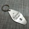 Custom Hotel Metal Keychain Personalized Digital Hollow Stainless Steel Keyring Jewelry New