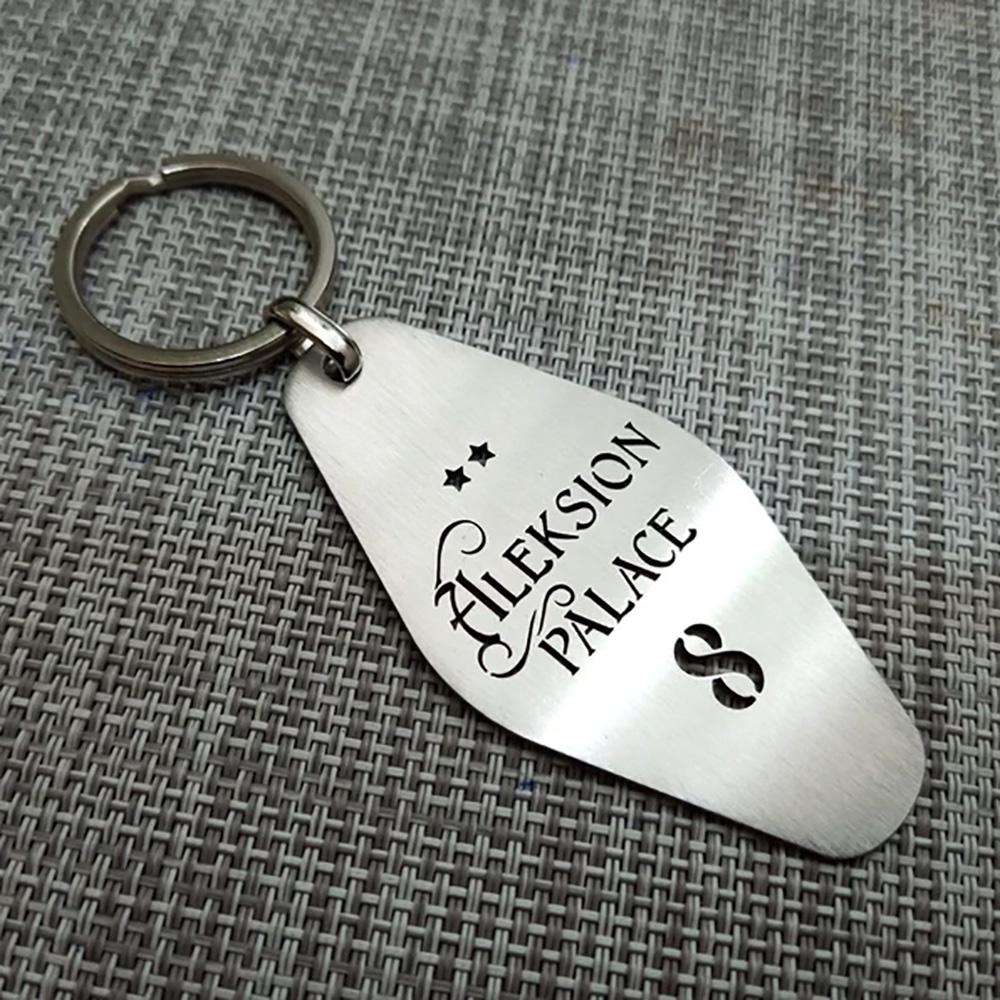 Custom Hotel Metal Keychain Personalized Digital Hollow Stainless Steel Keyring Jewelry New