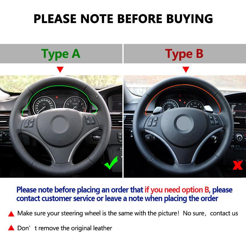 Hand-stitched Car-styling Interior Steering Wheel Braid Cover Trim For BMW E90 320i 325i 330i 335i E82 E87 120i 130i 120d X1 E84