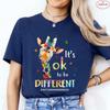 Its Okay To Be Different Autism Giraffe T-Shirt for Women Autism Awareness Acceptance Summer Short Sleeve Tees Graphic Y2k Tops