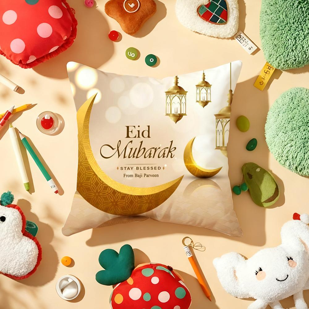 Ramadan Islamic Eid Muslim Halal Cushion Cover Plush Fabric Soft DoubleSided Printed Sofa Warm Winter Home Gift Pillow Cover