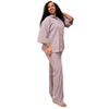 European and American large-size casual women's clothing lapel-neck striped cardigan shirt wide-leg trousers women's African foreign style new two