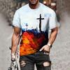 Крест принт 3D футболка Иисус Христианская мода церковь топ с короткими рукавами большой размер летние повседневные мужские