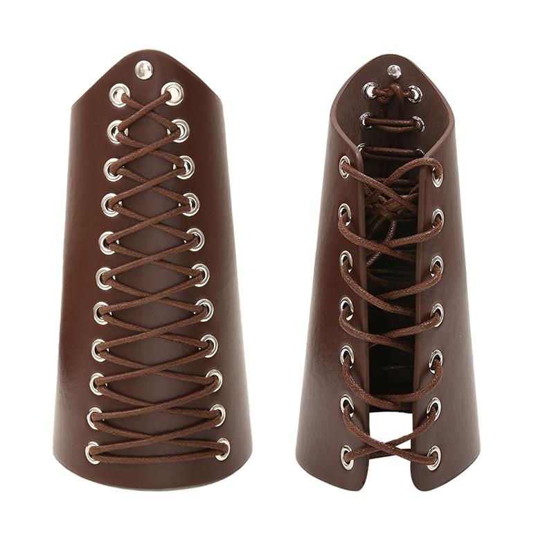 1 Pc Cosplay Props Faux Leather Wide Bracer Lace Up Arm Armor Cuff String Steampunk Vintage Medieval Gauntlet Wristband Bracelet