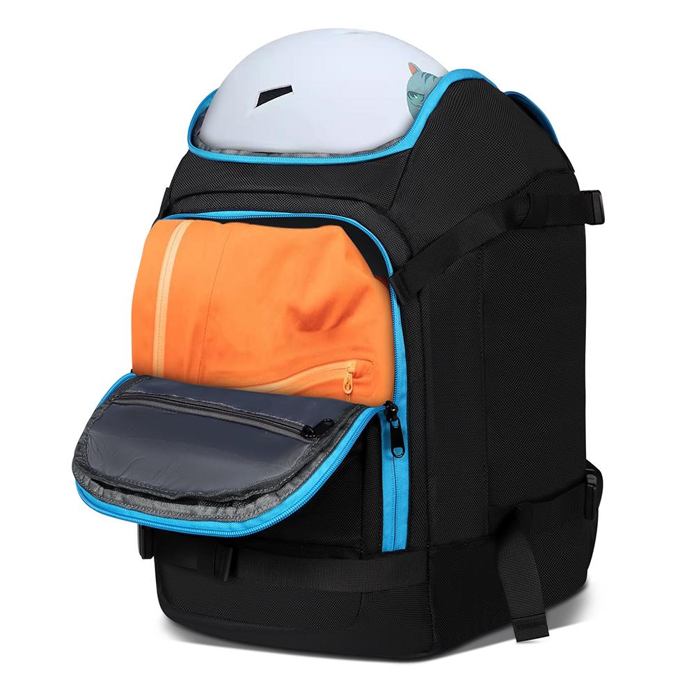 Travel Ski Boot Bag Backpack 50L Large Capacity Waterproof for Snowboard Boots Helmet Goggles Hang Skis Dry Wet Separation