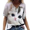Women TShirt Cartoon Anime Cats 3D Print Y2k Fashion Elegance Vintage Short Sleeve Elegant Casual Comfortable Polyester Harajuku