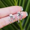 1 Pair Ethnic Style Delicate Handicraft Alloy Funny Frog Shape Piercing Ear Studs Earrings for Party