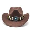 Suede Western Cowboy Hat Men'S And Women'S Outdoor Travel Hat Rolled Edge Ethnic Top Hat Felt Hat