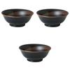 Set of 3 Rusty Tenmoku Bowls X Ramen Bowls by Setomonohonpo High-Based 6.8cm [20.5 8.1cm]