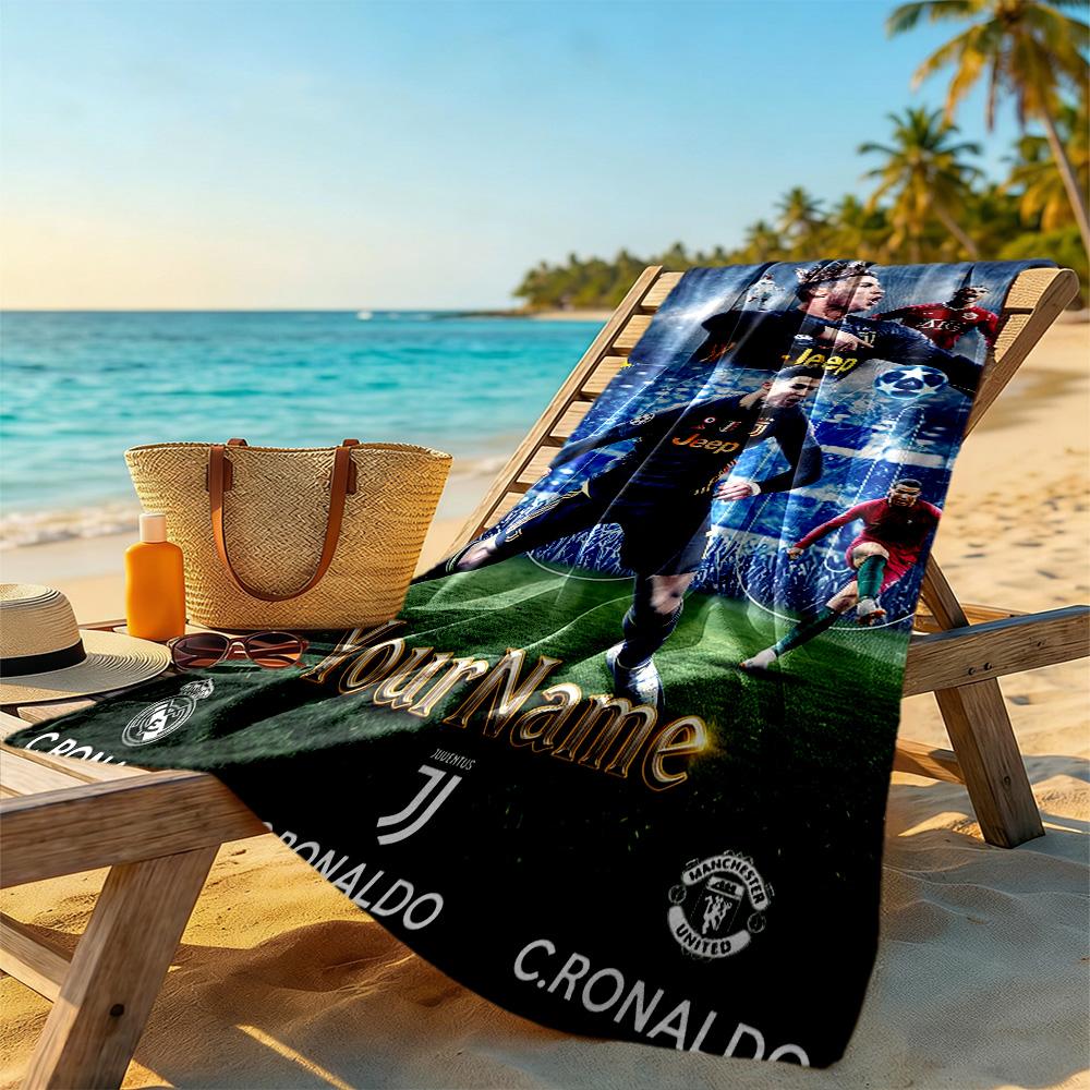 Cristiano Ronaldo Customize Text Beach Towel Super Soft & Absorbent Portable for SwimmingBeachCamping Travel Beach AccessoriesGym