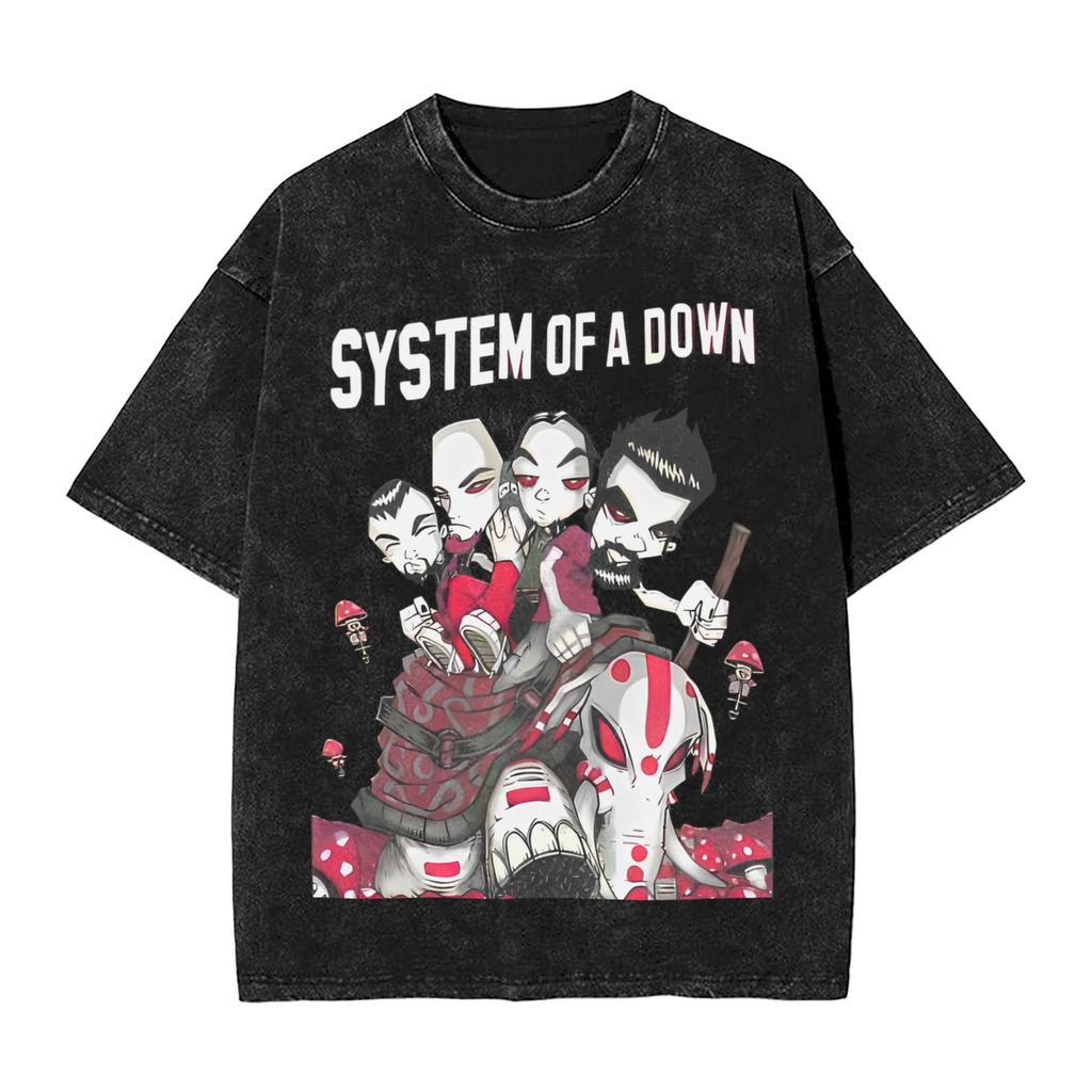 Мужская футболка SOAD System Of A Down Рок-музыка Стиранные футболки Пляжная футболка YK Базовые повседневные топы с принтом