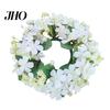 Elegant Floral Candle Holder Artificial Wildflowers Ring Wreath Small Flowers Pillar Table Centerpiece for Farmhouse Spring Wedding Home Tabletop