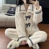 Winter Women Pajamas 2 Piece Sets Thicken Flannel Pajamas Set Pullover and Pants Women Casual Pajama Sets Homewear