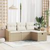 Sofa Set with Cushions and Storage 4 pcs Beige Poly Rattan